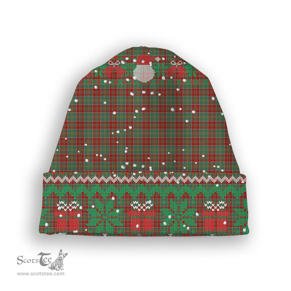 ScotsTee Shop Scottish MacDonald of Kingsburgh Tartan Plaid Christmas Deer Snowman Snowflake Bell Knit Beanie
