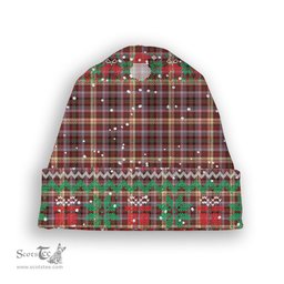 ScotsTee Shop Scottish McKay of Strathnaver Modern Tartan Plaid Christmas Deer Snowman Snowflake Bell Knit Beanie
