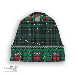 ScotsTee Shop Scottish McAuley Hunting Modern Tartan Plaid Christmas Deer Snowman Snowflake Bell Knit Beanie