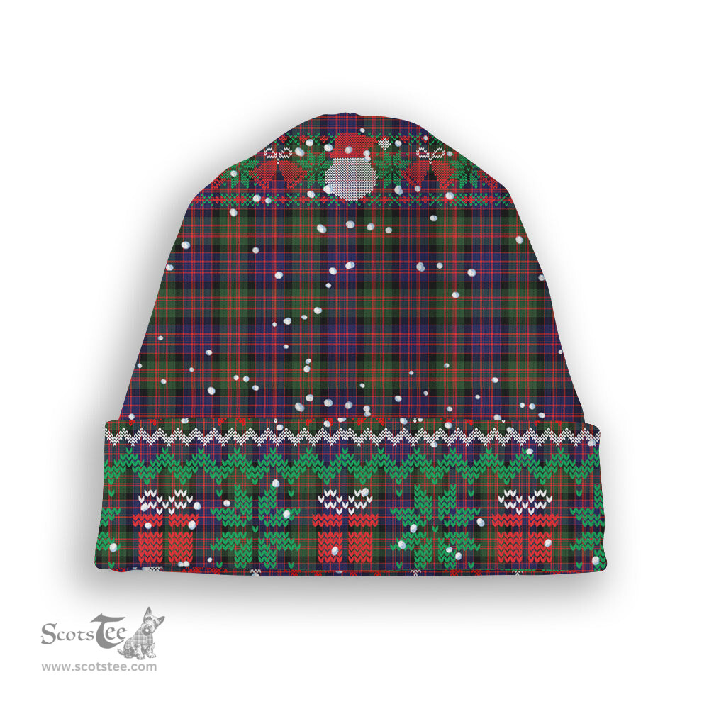 ScotsTee Shop Scottish MacDonald Modern Tartan Plaid Christmas Deer Snowman Snowflake Bell Knit Beanie