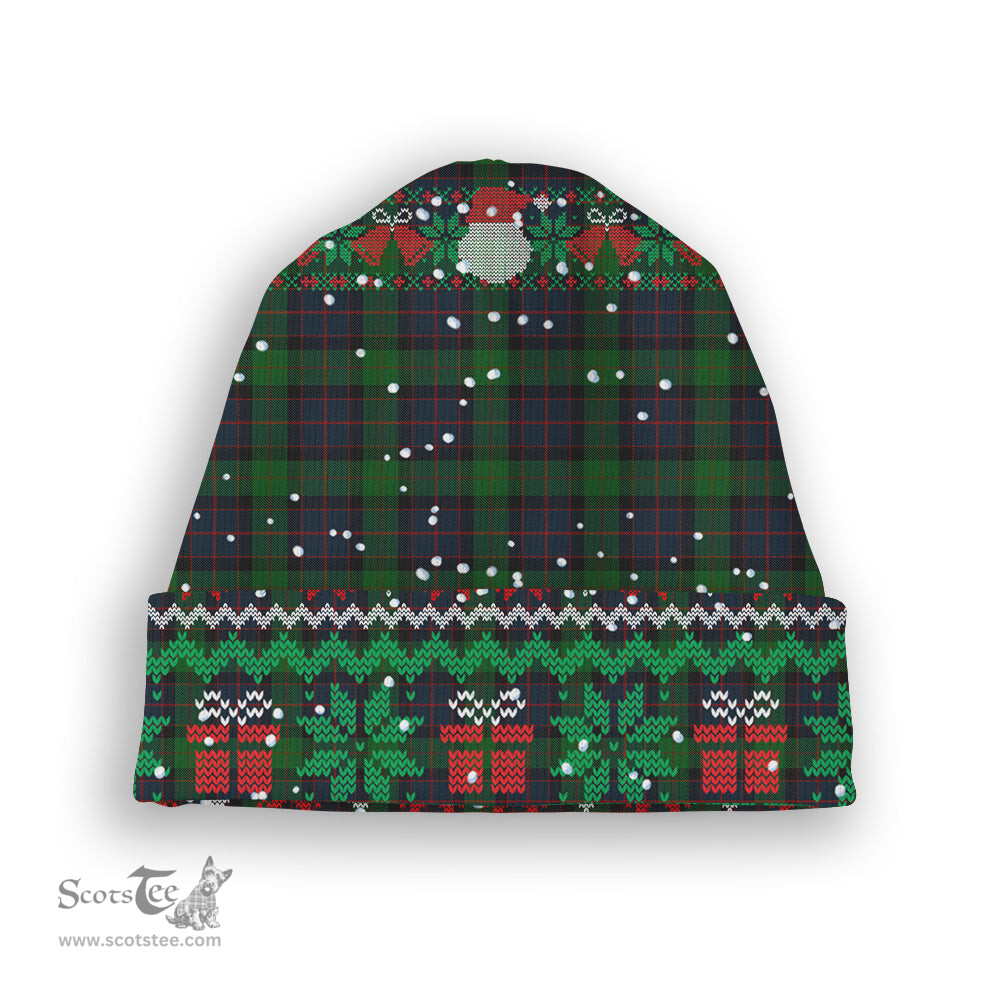 ScotsTee Shop Scottish MacWilliam Tartan Plaid Christmas Deer Snowman Snowflake Bell Knit Beanie