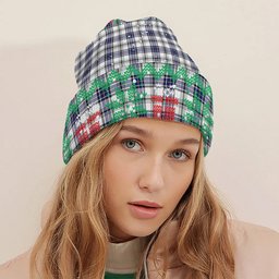 ScotsTee Shop Scottish Hannay Modern Tartan Plaid Christmas Deer Snowman Snowflake Bell Knit Beanie