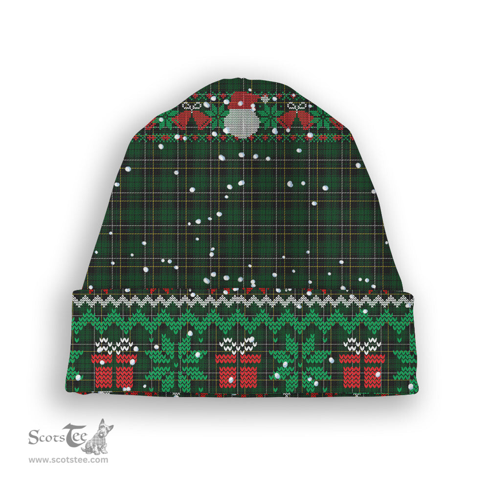 ScotsTee Shop Scottish McAlpine Tartan Plaid Christmas Deer Snowman Snowflake Bell Knit Beanie