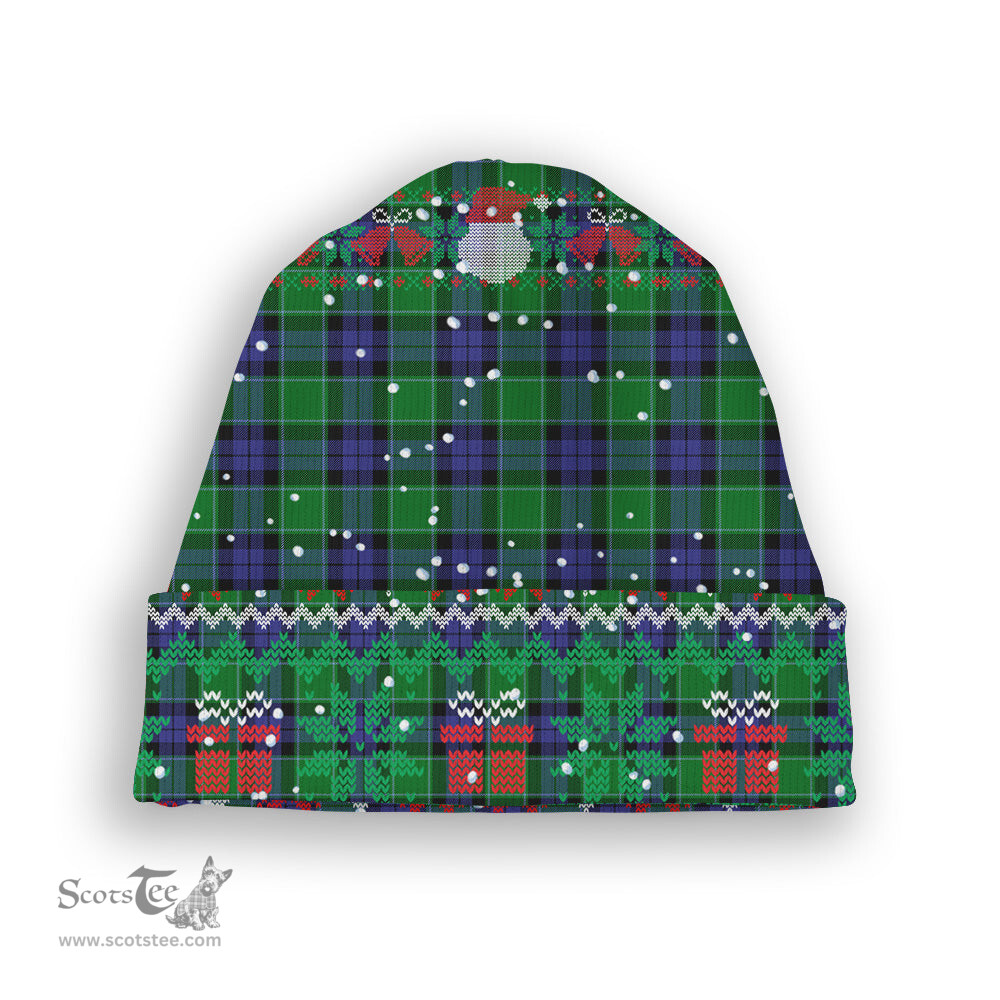 ScotsTee Shop Scottish Haldane Tartan Plaid Christmas Deer Snowman Snowflake Bell Knit Beanie