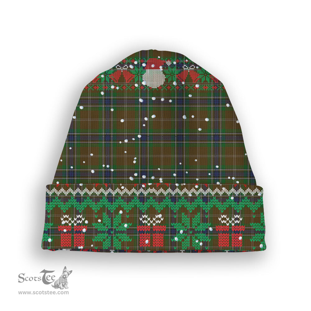 ScotsTee Shop Scottish MacLean of Kingairloch Tartan Plaid Christmas Deer Snowman Snowflake Bell Knit Beanie
