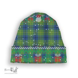 ScotsTee Shop Scottish Johnston Ancient Tartan Plaid Christmas Deer Snowman Snowflake Bell Knit Beanie
