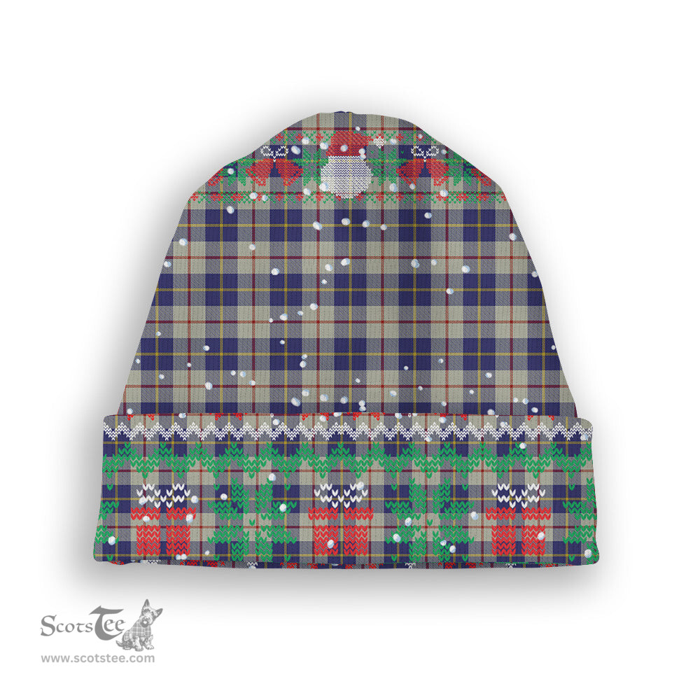 ScotsTee Shop Scottish MacRae of Conchra Tartan Plaid Christmas Deer Snowman Snowflake Bell Knit Beanie