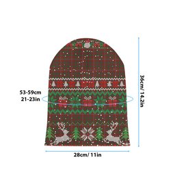 ScotsTee Shop Scottish MacKinnon Tartan Plaid Christmas Deer Snowman Snowflake Bell Knit Beanie