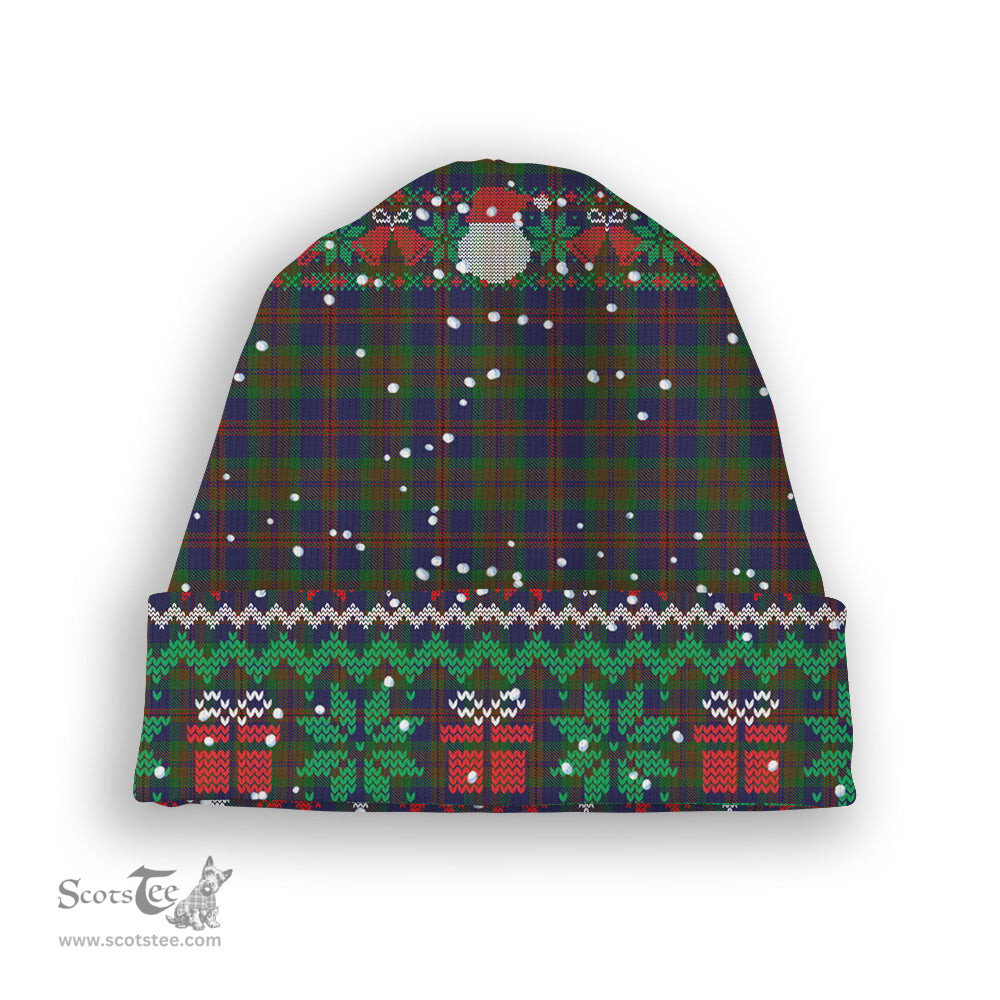 ScotsTee Shop Scottish Mann Tartan Plaid Christmas Deer Snowman Snowflake Bell Knit Beanie