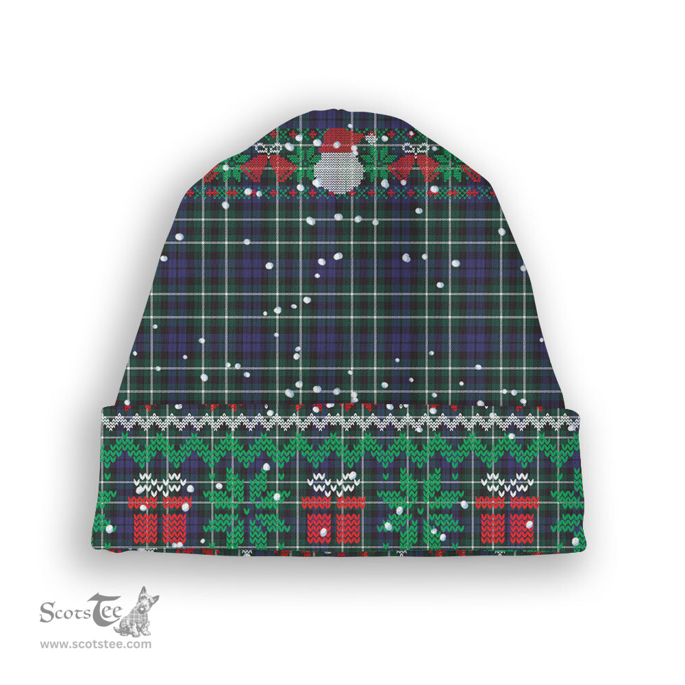 ScotsTee Shop Scottish Graham of Montrose Modern Tartan Plaid Christmas Deer Snowman Snowflake Bell Knit Beanie