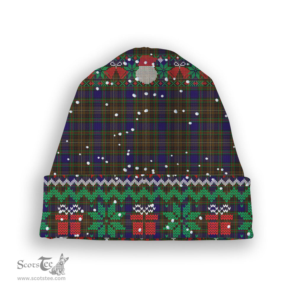ScotsTee Shop Scottish Highfield Hunting Tartan Plaid Christmas Deer Snowman Snowflake Bell Knit Beanie