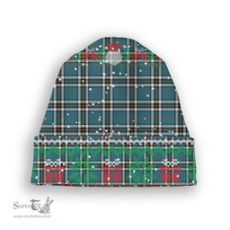 ScotsTee Shop Scottish MacThomas Blue Ancient Tartan Plaid Christmas Deer Snowman Snowflake Bell Knit Beanie