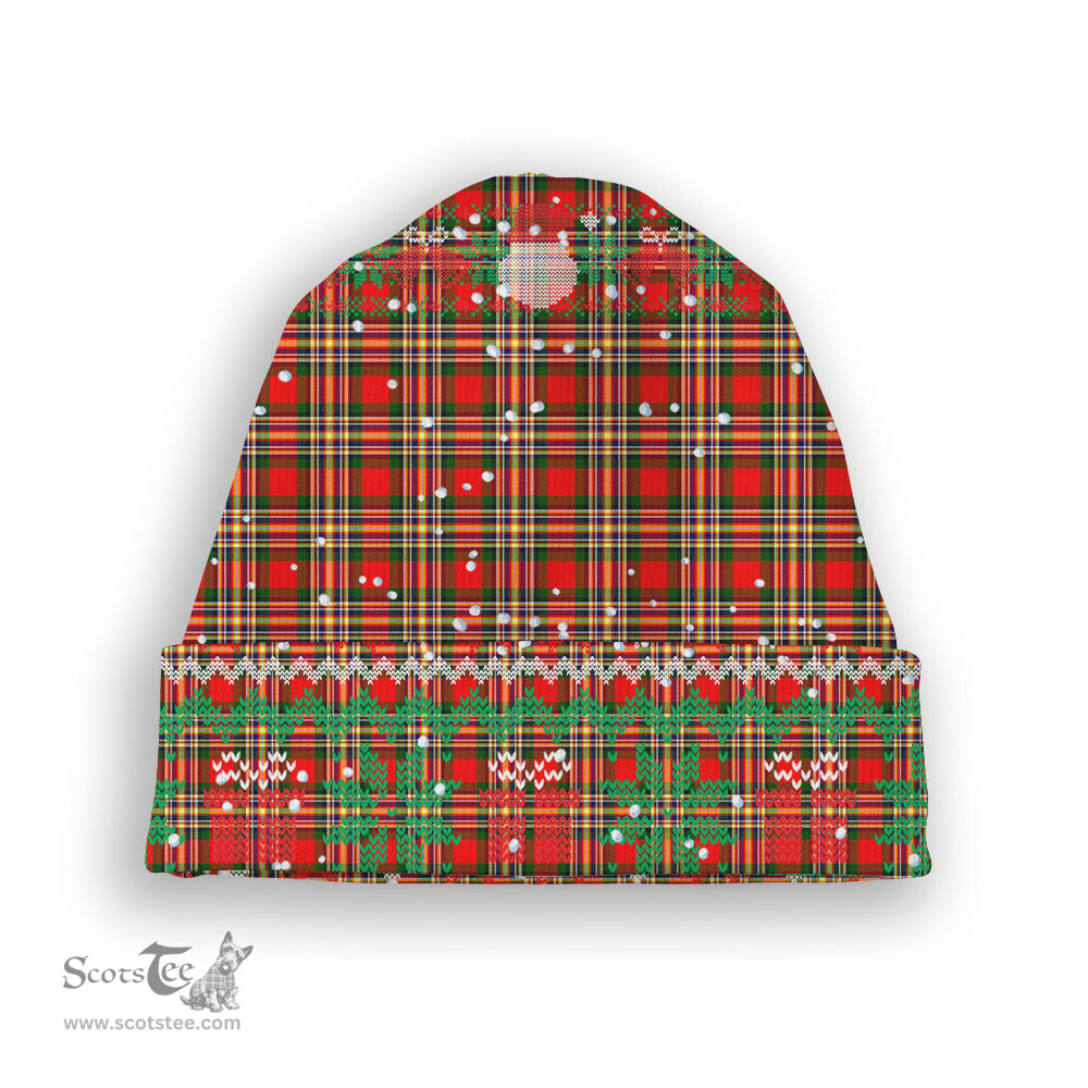 ScotsTee Shop Scottish McGill Modern Tartan Plaid Christmas Deer Snowman Snowflake Bell Knit Beanie