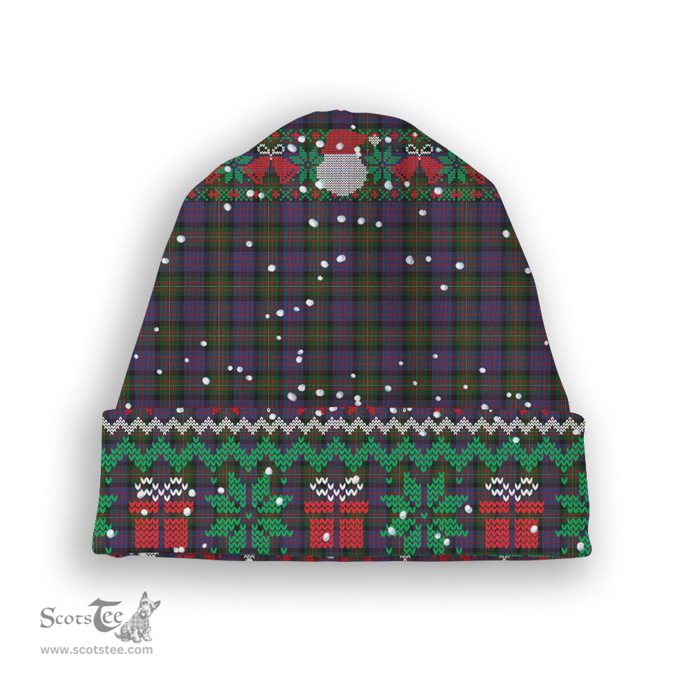ScotsTee Shop Scottish McDonell of Glengarry Tartan Plaid Christmas Deer Snowman Snowflake Bell Knit Beanie