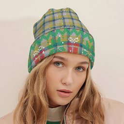 ScotsTee Shop Scottish MacGrath Tartan Plaid Christmas Deer Snowman Snowflake Bell Knit Beanie