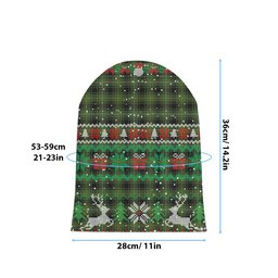 ScotsTee Shop Scottish McIvor Hunting Tartan Plaid Christmas Deer Snowman Snowflake Bell Knit Beanie