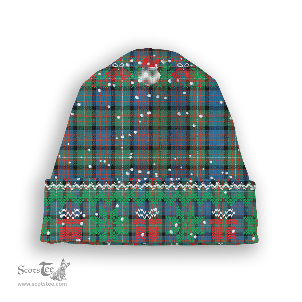 ScotsTee Shop Scottish McDonell Of Glengarry Ancient Tartan Plaid Christmas Deer Snowman Snowflake Bell Knit Beanie