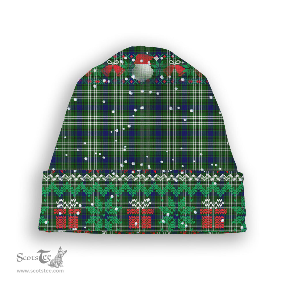 ScotsTee Shop Scottish Haliburton Tartan Plaid Christmas Deer Snowman Snowflake Bell Knit Beanie