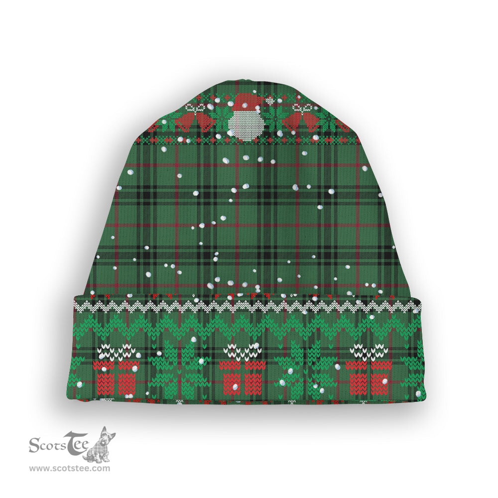 ScotsTee Shop Scottish MacArthur-Fox Modern Tartan Plaid Christmas Deer Snowman Snowflake Bell Knit Beanie