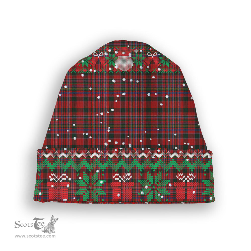 ScotsTee Shop Scottish McAlister Tartan Plaid Christmas Deer Snowman Snowflake Bell Knit Beanie