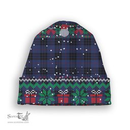 ScotsTee Shop Scottish MacKay Blue #02 Tartan Plaid Christmas Deer Snowman Snowflake Bell Knit Beanie