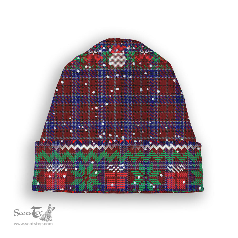 ScotsTee Shop Scottish Hudson Tartan Plaid Christmas Deer Snowman Snowflake Bell Knit Beanie