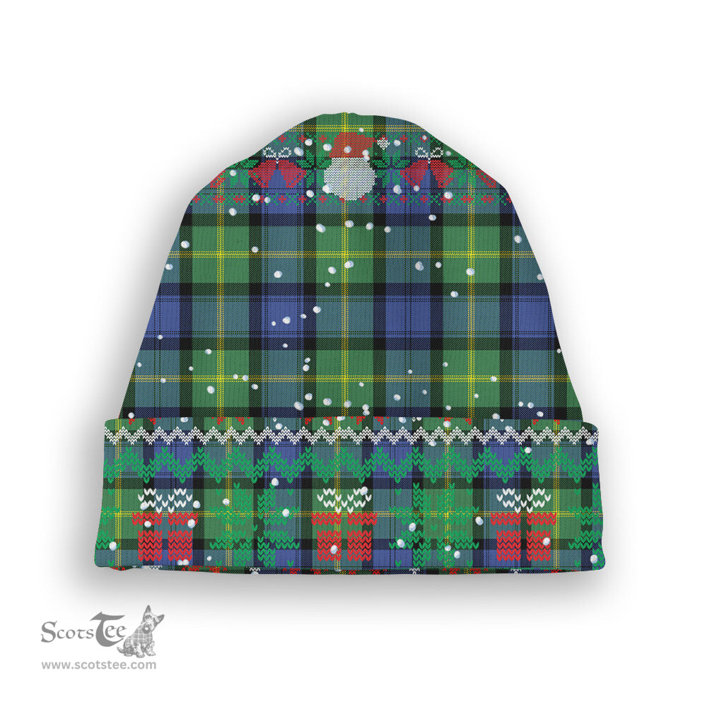 ScotsTee Shop Scottish Gordon Old Ancient Tartan Plaid Christmas Deer Snowman Snowflake Bell Knit Beanie