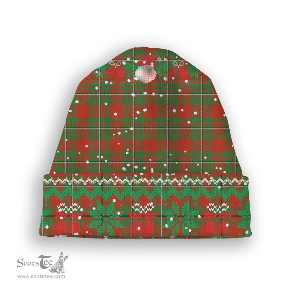ScotsTee Shop Scottish Gregor of Cardney Ancient Tartan Plaid Christmas Deer Snowman Snowflake Bell Knit Beanie