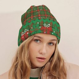 ScotsTee Shop Scottish Maxwell Hunting Ancient Tartan Plaid Christmas Deer Snowman Snowflake Bell Knit Beanie