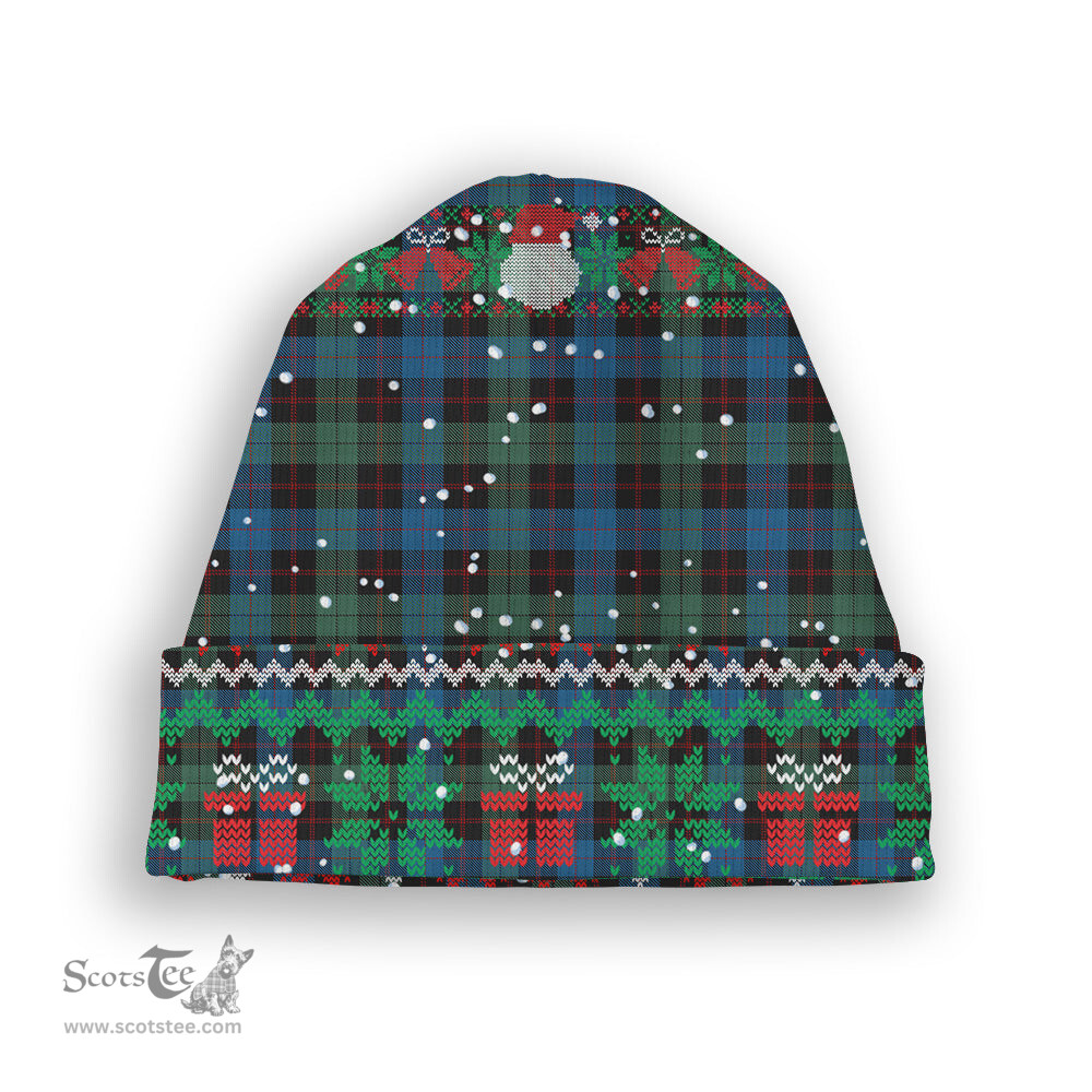 ScotsTee Shop Scottish Guthrie Tartan Plaid Christmas Deer Snowman Snowflake Bell Knit Beanie