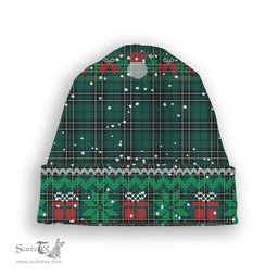ScotsTee Shop Scottish MacLean of Duart Hunting Modern Tartan Plaid Christmas Deer Snowman Snowflake Bell Knit Beanie