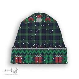 ScotsTee Shop Scottish MacEwen Modern Tartan Plaid Christmas Deer Snowman Snowflake Bell Knit Beanie