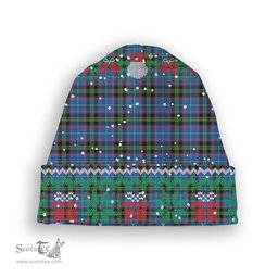 ScotsTee Shop Scottish Lang of Sherbrooke Ancient Clan Tartan Plaid Christmas Deer Snowman Snowflake Bell Knit Beanie