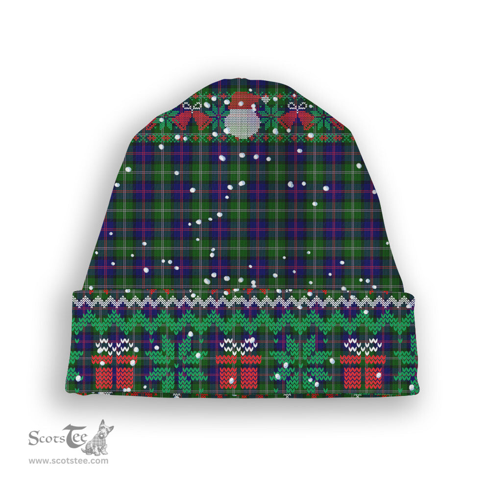 ScotsTee Shop Scottish MacThomas Modern Tartan Plaid Christmas Deer Snowman Snowflake Bell Knit Beanie