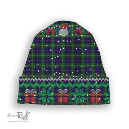 ScotsTee Shop Scottish MacThomas Modern Tartan Plaid Christmas Deer Snowman Snowflake Bell Knit Beanie