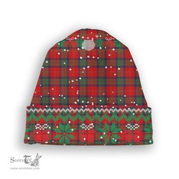 ScotsTee Shop Scottish MacPherson of Cluny Modern Tartan Plaid Christmas Deer Snowman Snowflake Bell Knit Beanie
