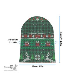 ScotsTee Shop Scottish MacLean Hunting Ancient Tartan Plaid Christmas Deer Snowman Snowflake Bell Knit Beanie