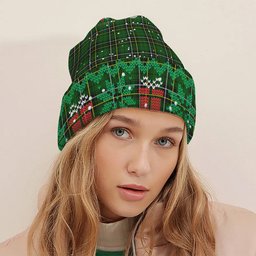 ScotsTee Shop Scottish MacAlpine Modern Tartan Plaid Christmas Deer Snowman Snowflake Bell Knit Beanie
