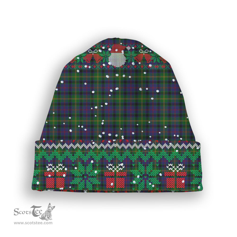 ScotsTee Shop Scottish Maresh Tartan Plaid Christmas Deer Snowman Snowflake Bell Knit Beanie
