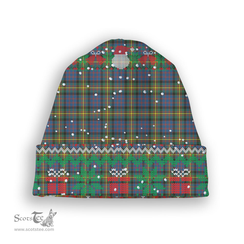 ScotsTee Shop Scottish MacSporran Ancient Tartan Plaid Christmas Deer Snowman Snowflake Bell Knit Beanie