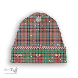 ScotsTee Shop Scottish Hamilton Red Modern Tartan Plaid Christmas Deer Snowman Snowflake Bell Knit Beanie