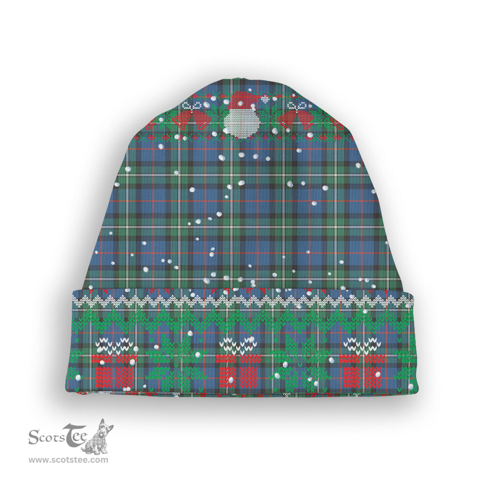 ScotsTee Shop Scottish MacPhail Hunting Ancient SC Tartan Plaid Christmas Deer Snowman Snowflake Bell Knit Beanie