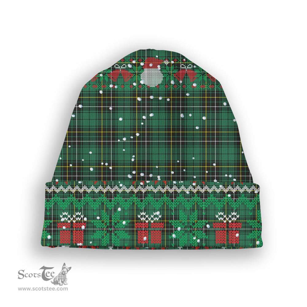 ScotsTee Shop Scottish McAlpin Ancient Tartan Plaid Christmas Deer Snowman Snowflake Bell Knit Beanie
