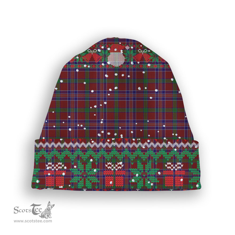 ScotsTee Shop Scottish MacNiven Tartan Plaid Christmas Deer Snowman Snowflake Bell Knit Beanie