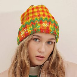 ScotsTee Shop Scottish MacMillan Tartan Plaid Christmas Deer Snowman Snowflake Bell Knit Beanie