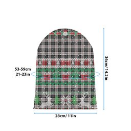 ScotsTee Shop Scottish MacPherson of Cluny Black and White Tartan Plaid Christmas Deer Snowman Snowflake Bell Knit Beanie