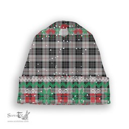 ScotsTee Shop Scottish MacPherson of Cluny Black and White Tartan Plaid Christmas Deer Snowman Snowflake Bell Knit Beanie
