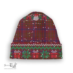 ScotsTee Shop Scottish MacLeod Red Tartan Plaid Christmas Deer Snowman Snowflake Bell Knit Beanie