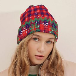 ScotsTee Shop Scottish Hamilton Modern Tartan Plaid Christmas Deer Snowman Snowflake Bell Knit Beanie