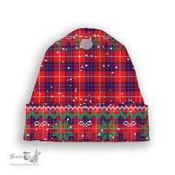 ScotsTee Shop Scottish Hamilton Modern Tartan Plaid Christmas Deer Snowman Snowflake Bell Knit Beanie
